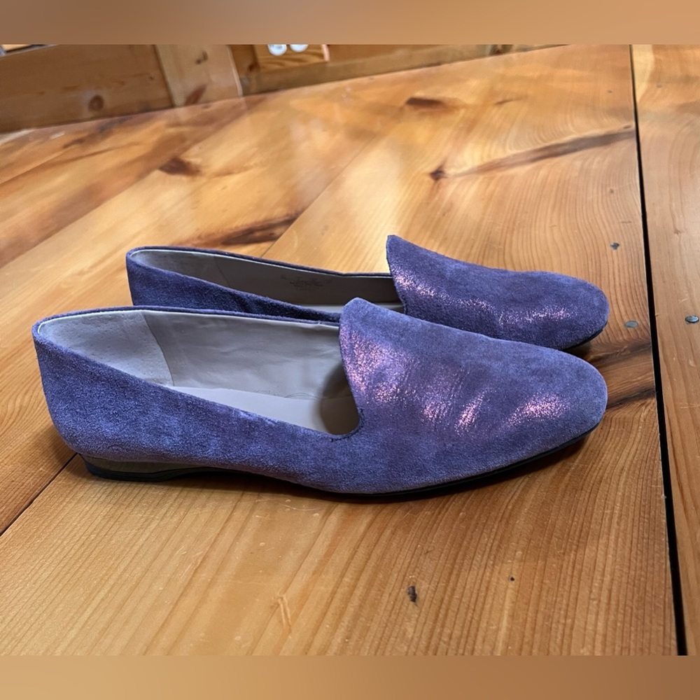 Franco Sarto Purple Metallic Suede Flats - Picture 2 of 4